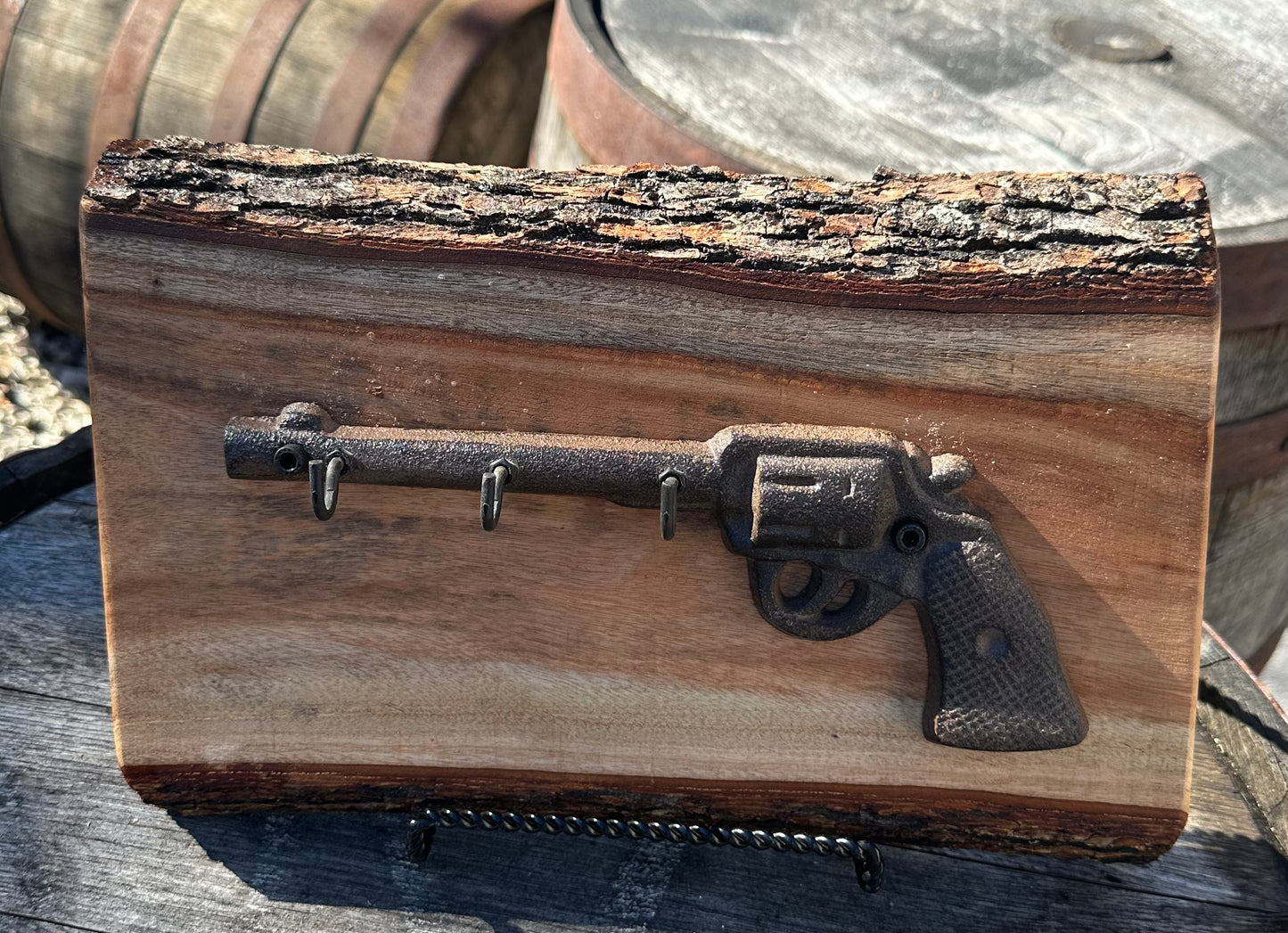 Camphor Live Edge Pistol Key Rack