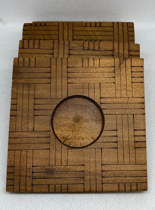 Acacia Wood Blocked Coaster Set (4)