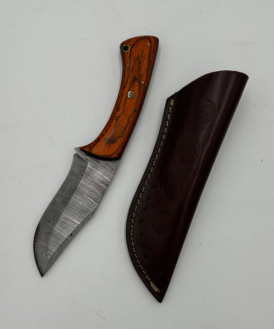 Damascus Knife - Burnt Orange