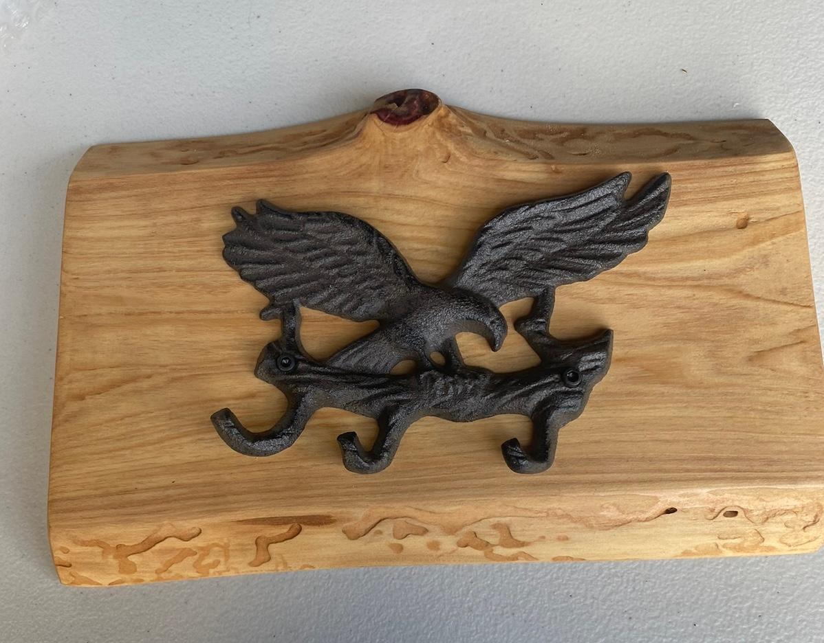 Cypress Wood Eagle Key/Towel Holder