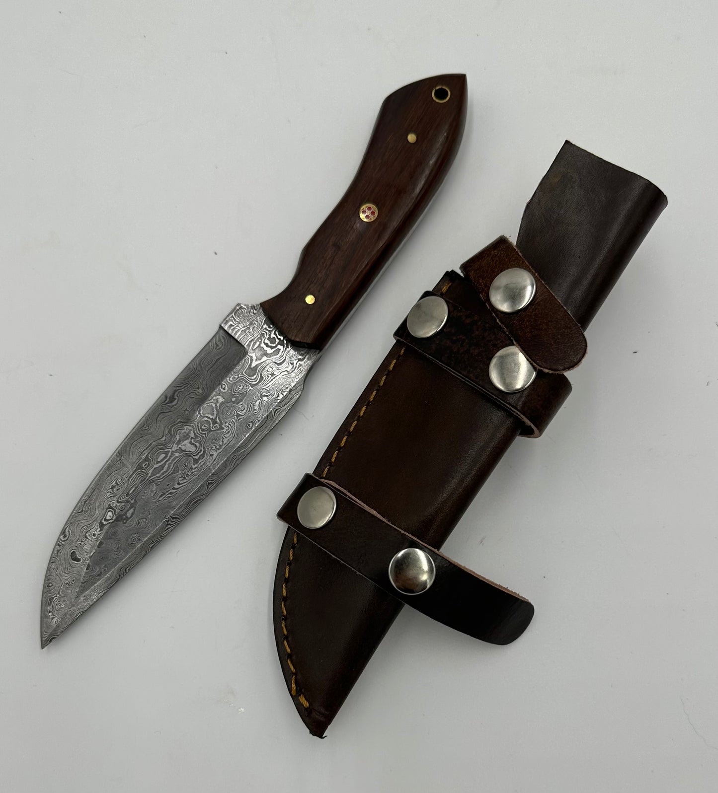 Damascus Knife - Dark Oak (short)