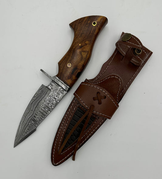 Damascus Knife - Dark Wood