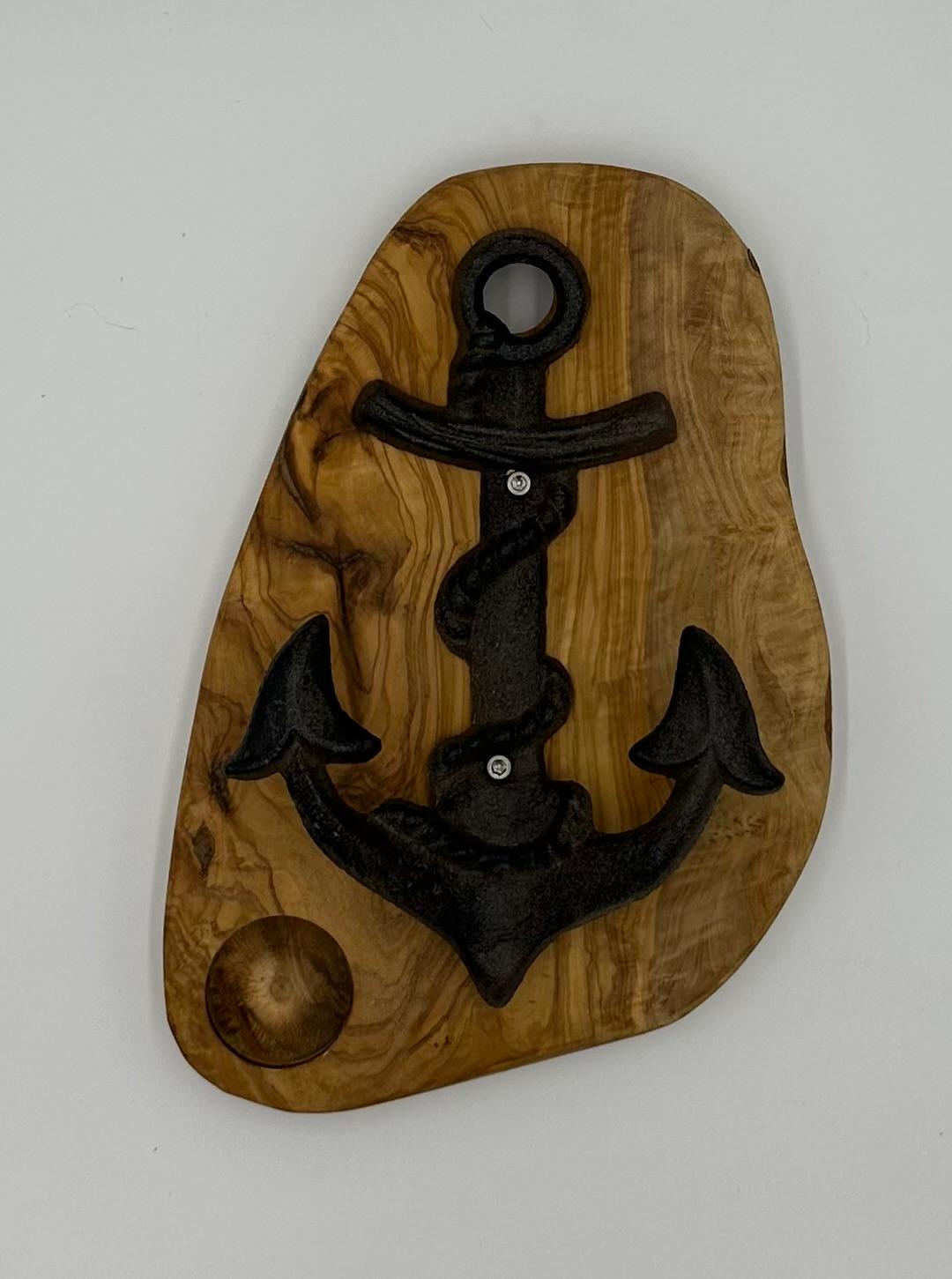 Olive Wood Nautical Towel Holder - Customizable