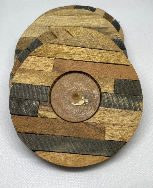 Patched Pine Wood Coaster Set (4)