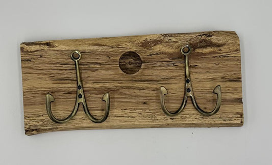 Spaulted Cypress Double Hook Towel Holder - Customizable