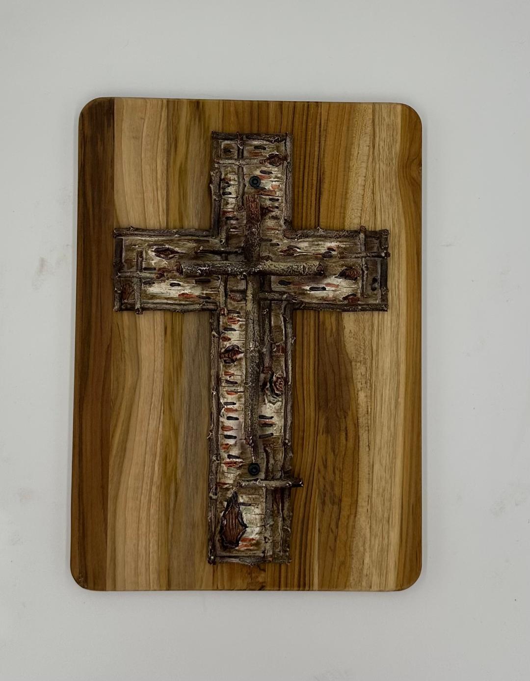 Teak Wood Tattered Cross Board