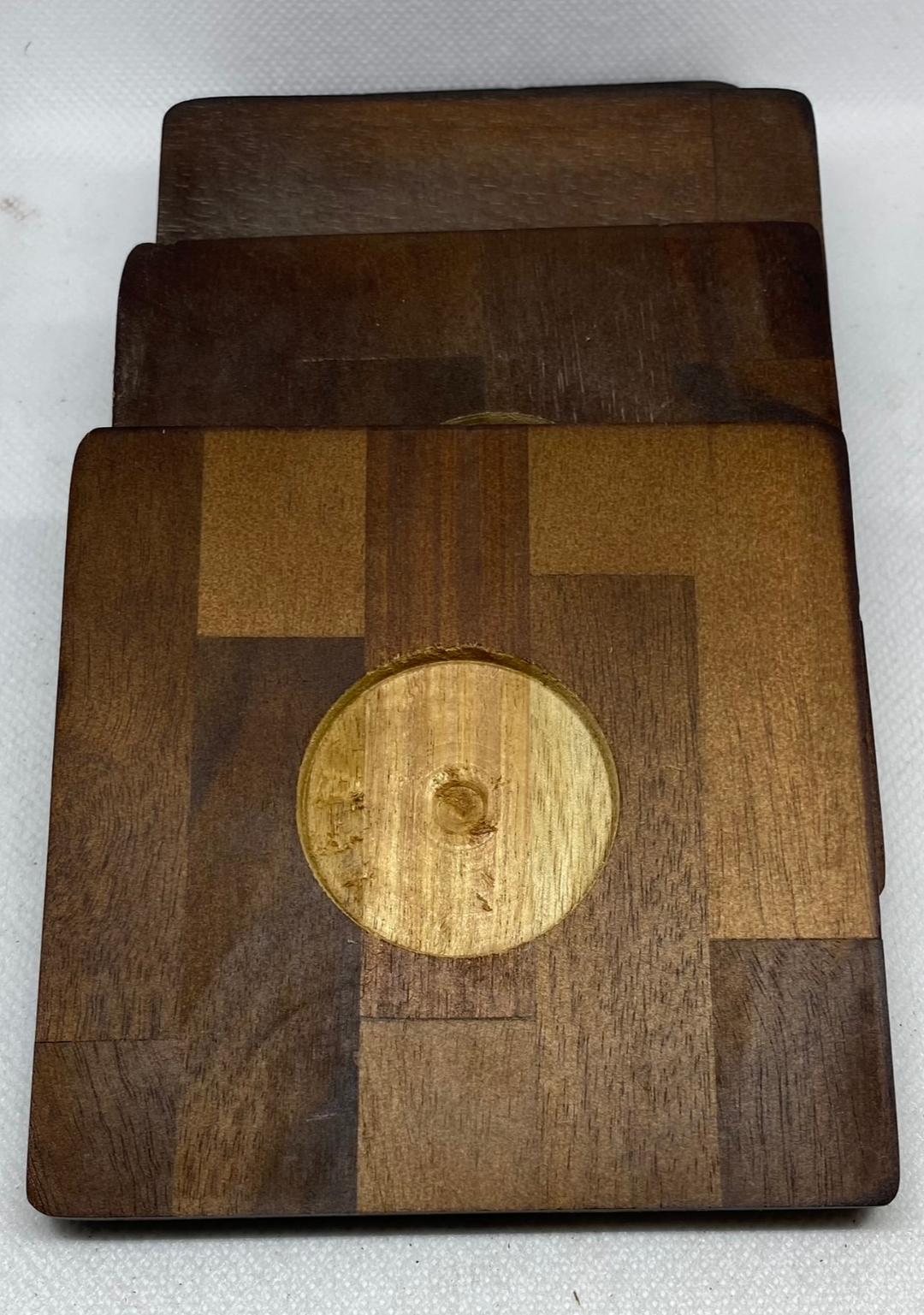 Tonal Acacia Wood Coaster Set (4)